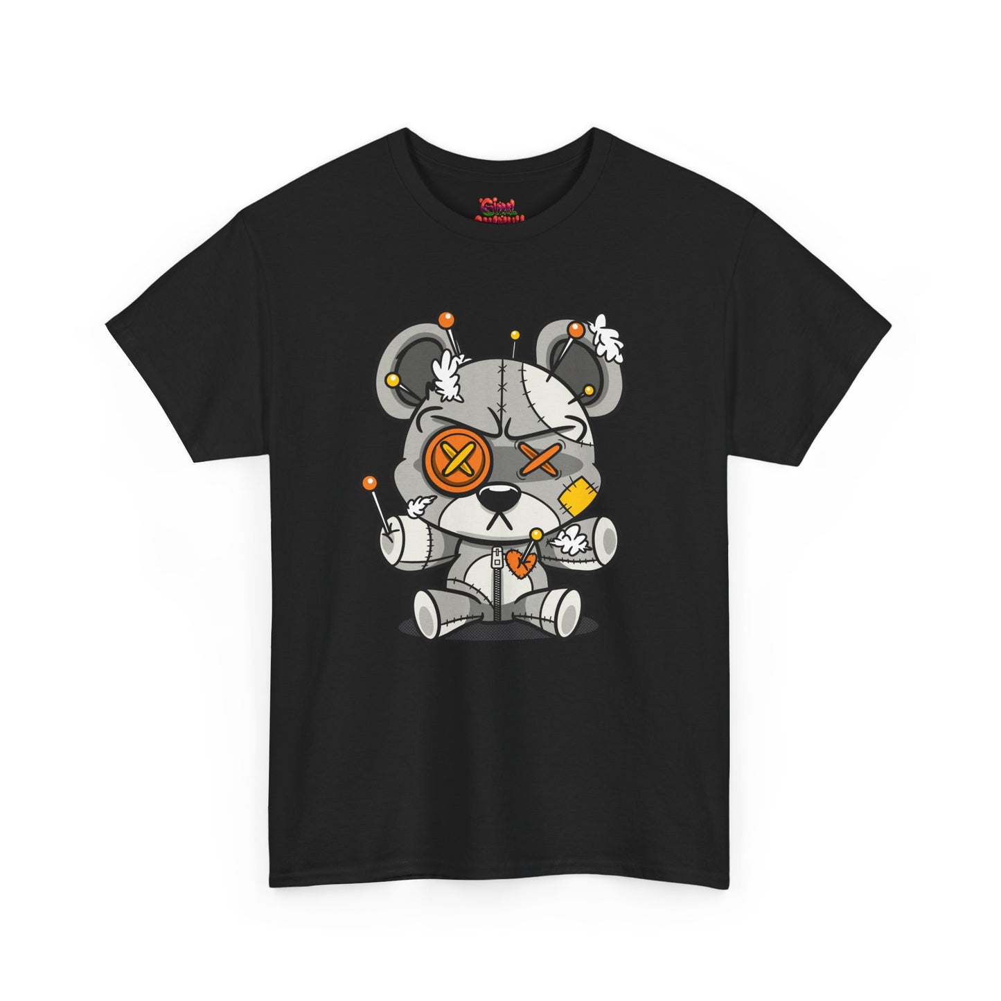 DISTRESSED BEAR PLUSH GRAPHIC TEE GRAY
